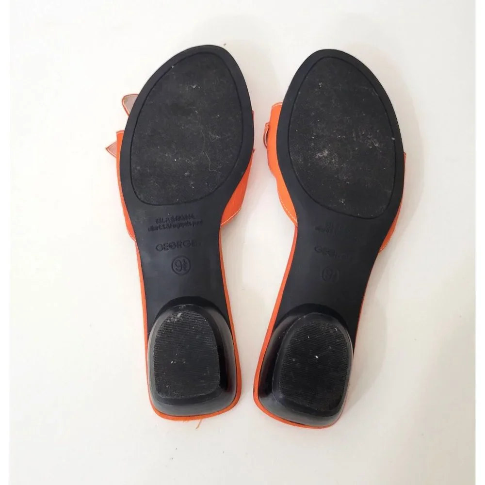 George Orange Fabric Slides with Bow - Picture 5 of 5